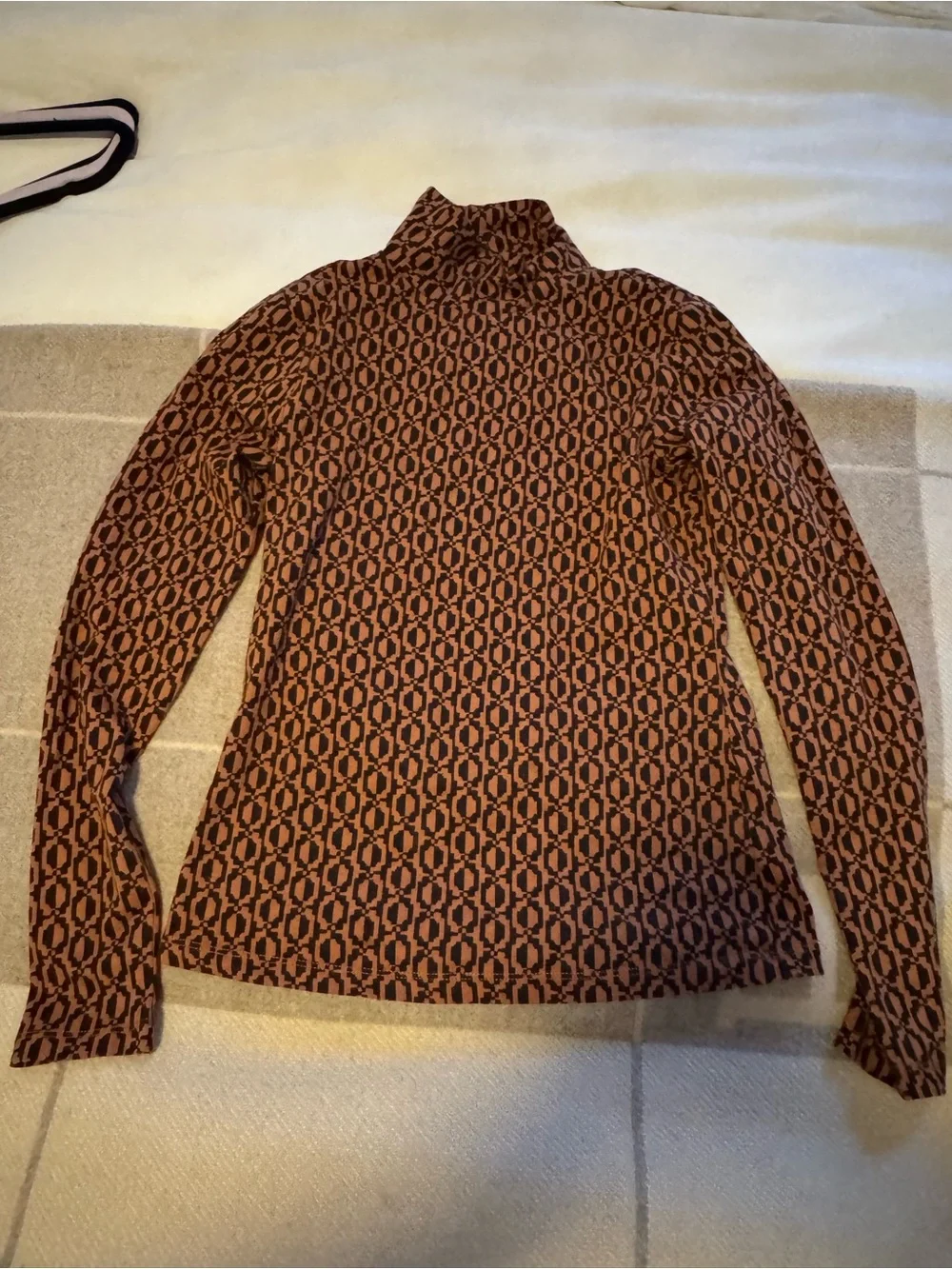 EUC Anthropologie Maeve Black and Brown Geometric Turtleneck Sweater